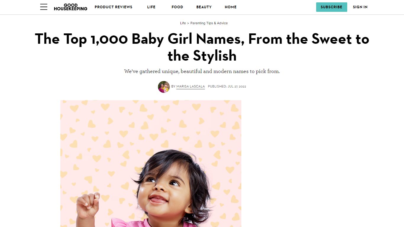 1,000 Top Baby Girl Names in the United States for 2022 - Good Housekeeping