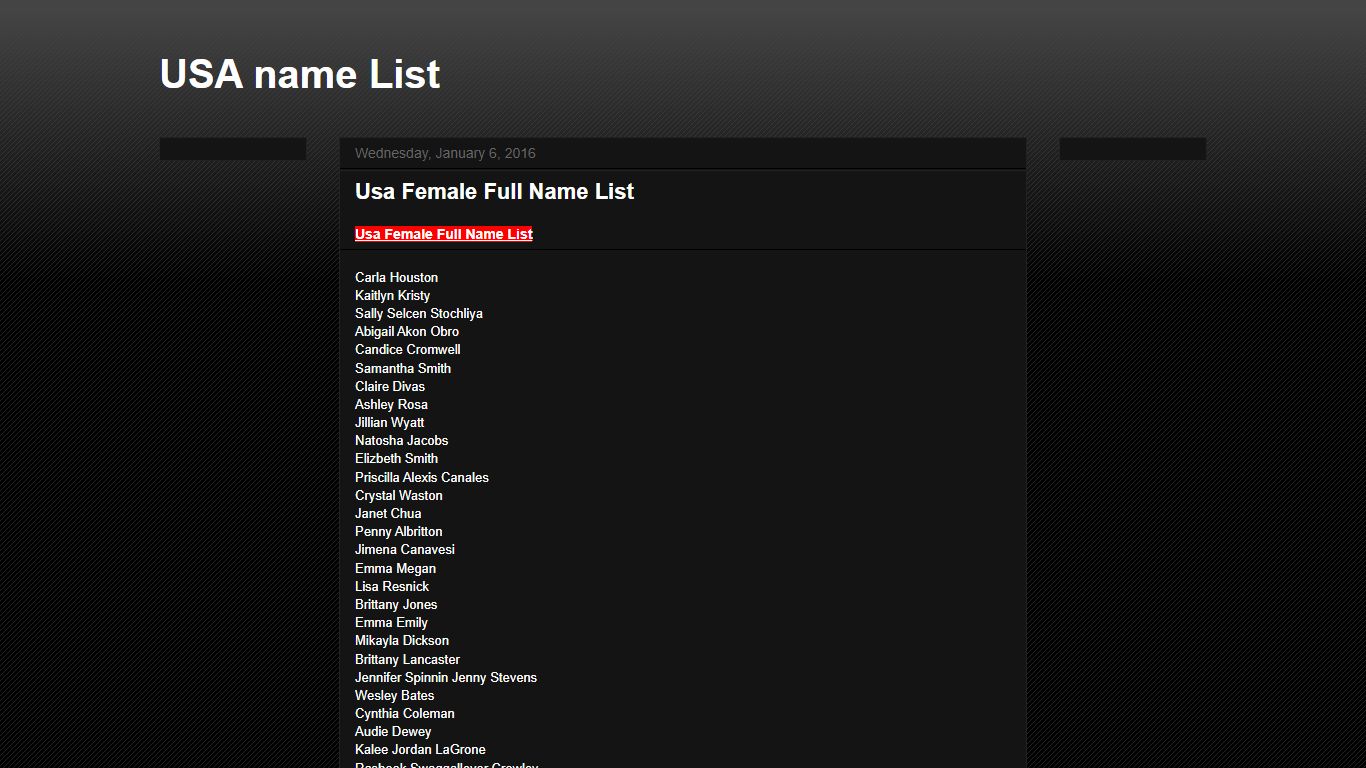 Usa Female Full Name List - Blogger